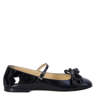Mach&mach Patent Bow-detail Mary Jane Flats In Black