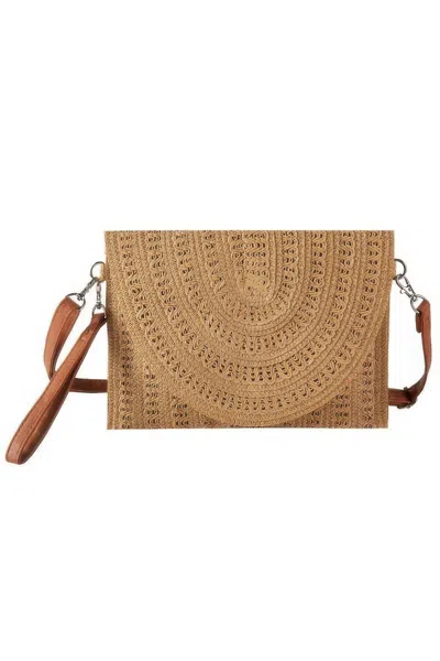 Fashnzfab Woven Pattern Straw Clutch & Crossbody Bag In Gray