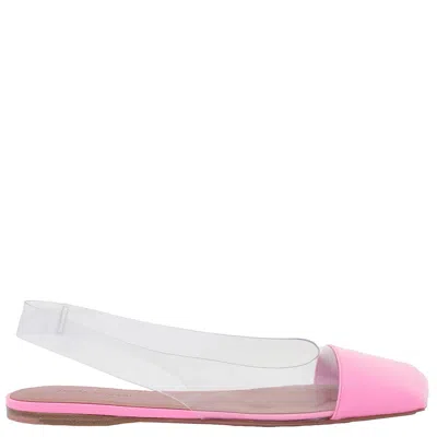 Amina Muaddi Patent Transparent Ane Glass Flats In Pink