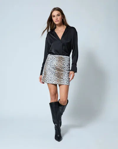Adrienne Landau Cheetah Print Faux Fur Mini Skirt In Multi