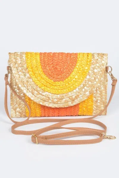 Fashnzfab Straw Coloful Envelope Clutch In Orange
