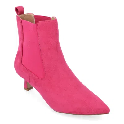Journee Collection Pointed-toe Vegan Leather Bootie In Pink