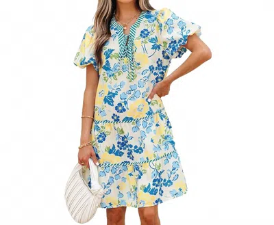 Little Daisy Closet Summer Floral Striped Dress In Blue In Blue