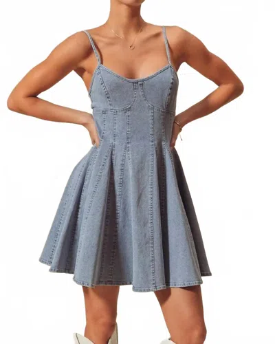 So Me Robin A-line Fit And Flare Denim Mini Dress In Blue In Blue