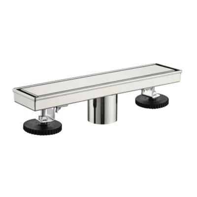 Hivvago Sleek 12-inch Brushed Nickel Linear Shower Drain With Removable Quadrato Pattern Grate In Silver