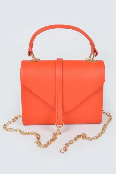 Fashnzfab Faux Leather Simple Handle Clutch In Orange