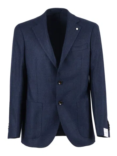 Luigi Bianchi Tailored Navy Blue Jacket With Classic Two-button Closure In Blue
