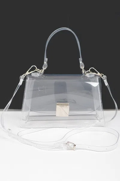 Fashnzfab Transparent Top Handle Flap Clutch In Multi