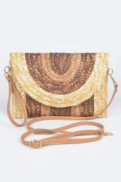 Fashnzfab Straw Coloful Envelope Clutch In Brown
