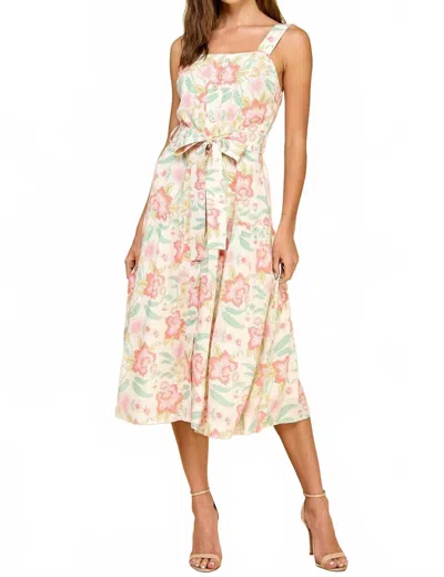 Tcec Darling Moment Floral Button Down Midi Dress In Multi In White