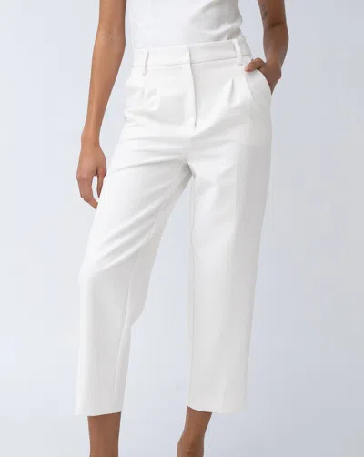 Adrienne Landau Cropped Pleated Trouser In White