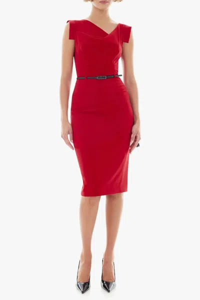 Black Halo Jackie O Sleeveless Sheath Dress In Classic Red