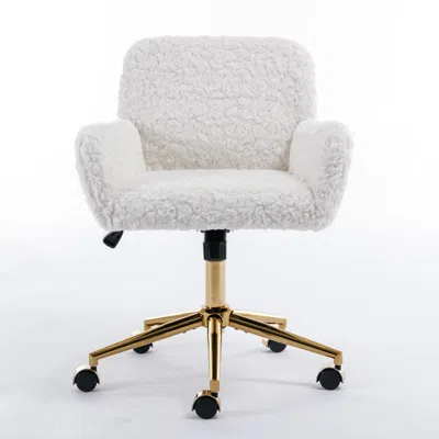 Hivvago Modern Contemporary Height Adjustable Office Swivel Chair With Gold Legs - Blue In White