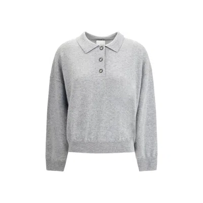 Allude Button-fastening Polo Top In Gray