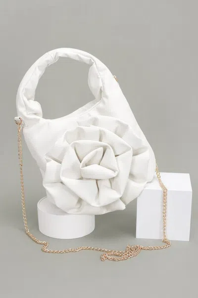 Fashnzfab Faux Leather Big Flower Handle Bag In White