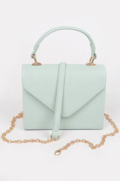 Fashnzfab Faux Leather Simple Handle Clutch In Green