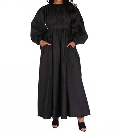 Wft Sadie Removable Sleeves Pocket Maxi Dress In Black In Black