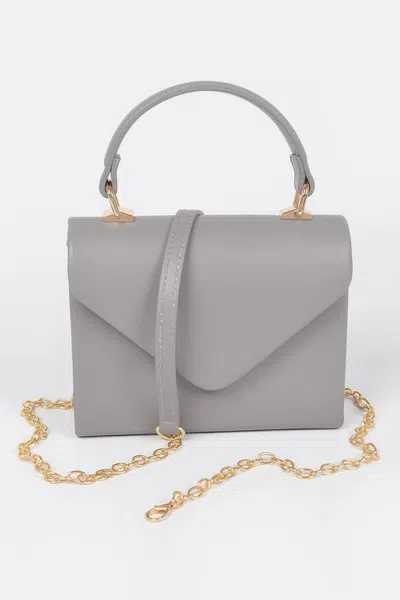 Fashnzfab Faux Leather Simple Handle Clutch In Gray