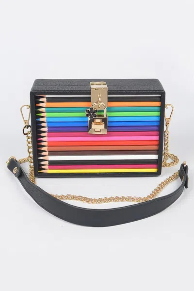 Fashnzfab Pencil Case With Key And Lock Clutch In Black