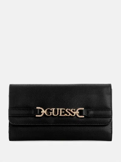 Guess Factory Rhiannon Fold-over Clutch Wallet In Black
