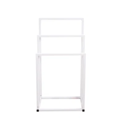Hivvago 3 Tiers Free Standing Chrome Finished Metal Hand Towel Rack Bathroom Organizer - White In White