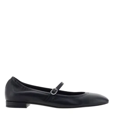 Stuart Weitzman Mary Jane Claris Ballet Flats With Cuir Sole In Black