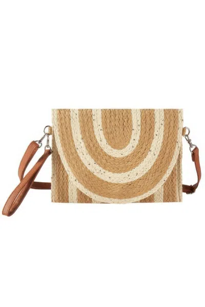 Fashnzfab Sequin Mixed Two Tone Straw Clutch & Crossbody Bag In Gray