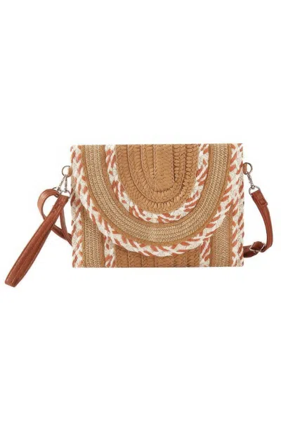 Fashnzfab Multi Pattern Straw Clutch & Crossbody Bag In Gray