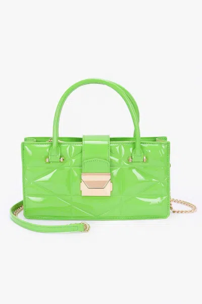 Fashnzfab Embossed Enamel Handle Clutch In Multi