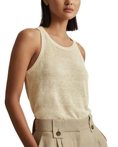 Reiss Catrice Linen-blend Knitted Racer Vest In Neutral