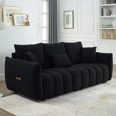 Streamdale Furniture Streamdale 81" Premium Teddy Sofa - 3 Pillows & Cushions, Solid Wood Frame