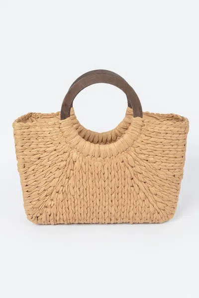 Fashnzfab Round Handle Straw Tote Bag In Green