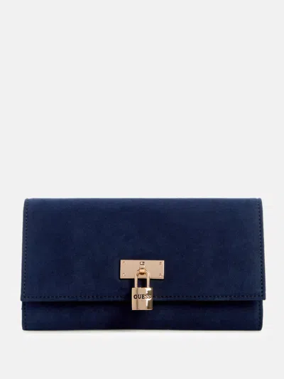 Guess Factory Kaline Faux-suede Slim Clutch Wallet In Multi