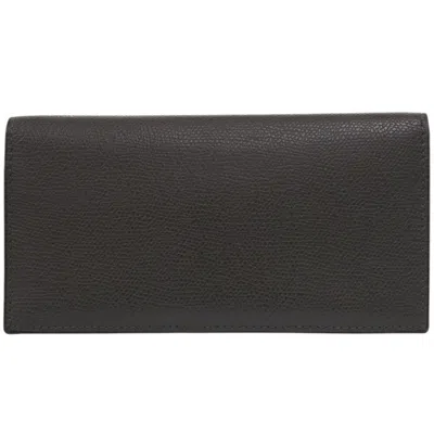 Pre-owned Valextra Leather Long Bill Wallet (bi-fold) () In Black