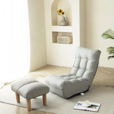 Hivvago 3 Angle Reclining Rotating Sofa Chair Japanese Style Lazy Balcony Chaircement - Cement Grey In Gray