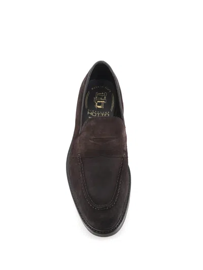 Alexander Hotto Penny Suede Loafers In Brown