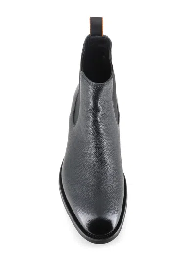 Santoni Elastic-panel Leather Boots In Black