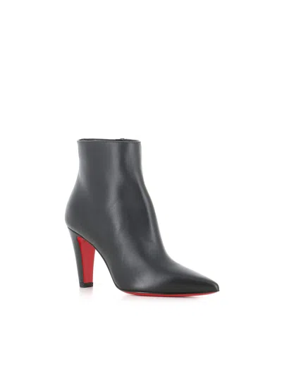 Christian Louboutin Vibella Leather Red Sole Ankle Booties In Black