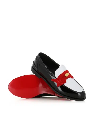 Christian Louboutin Donna Patent Red Sole Penny Loafers In Black