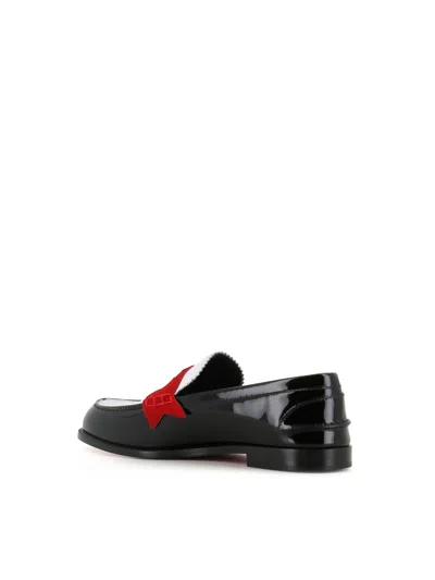 Christian Louboutin Donna Patent Red Sole Penny Loafers In Black