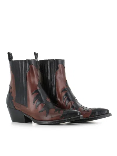 Sartore Sr3651 Leather Flame-pattern Boots In Brown