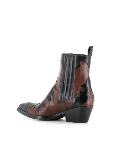 Sartore Sr3651 Leather Flame-pattern Boots In Brown
