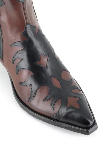 Sartore Sr3651 Leather Flame-pattern Boots In Brown