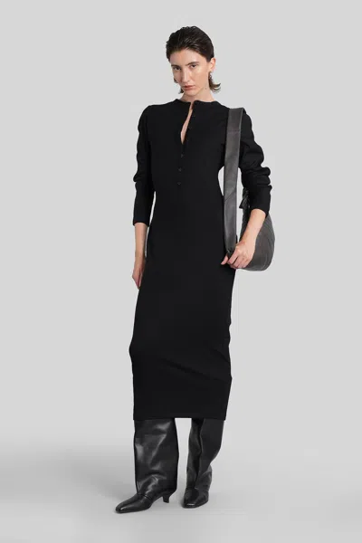 Entire Studios Long-sleeve Fitted Midi Dress In Black