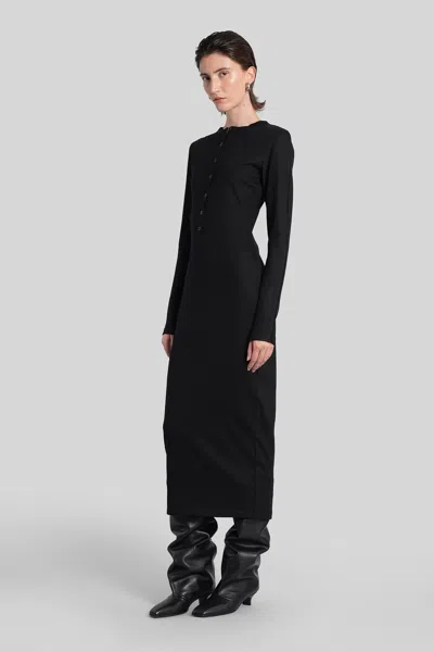 Entire Studios Long-sleeve Fitted Midi Dress In Black