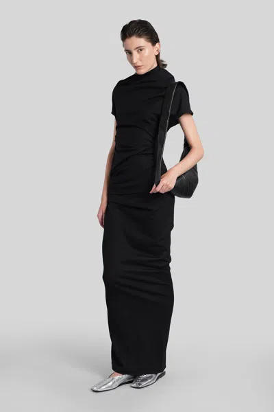 Entire Studios Stretch Wool Midi Skirt With Draped Detailing In Black