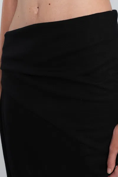 Entire Studios Stretch Wool Midi Skirt With Draped Detailing In Black