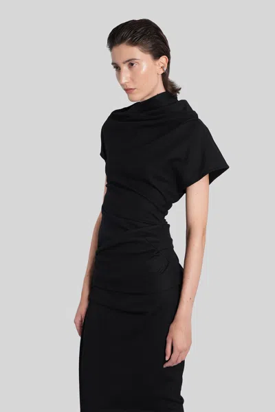 Entire Studios Flap Draped Short-sleeve Top In Black