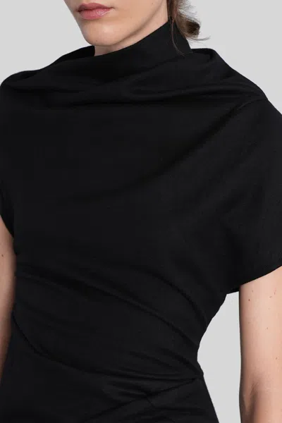 Entire Studios Flap Draped Short-sleeve Top In Black