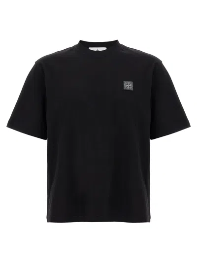 Stone Island Logo Cotton T-shirt In Black